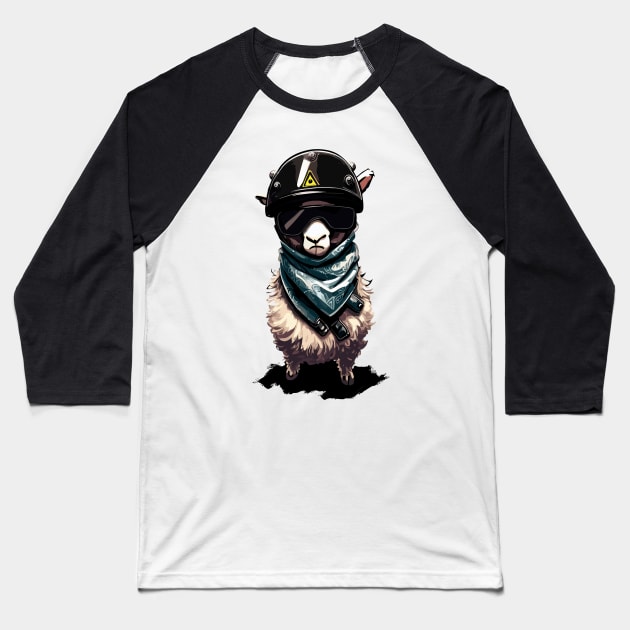 Cool rider llama Baseball T-Shirt by TomFrontierArt